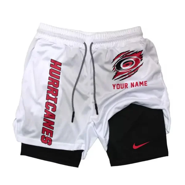 Carolina Hurricanes Men Outdoor Casual Training Sports Shorts 2-in-1 Double-Layer Shorts SPT2LAYERS096 - Image 2