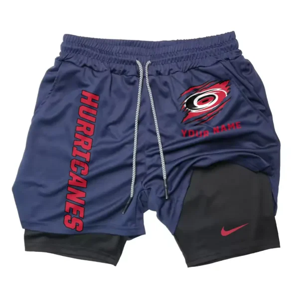 Carolina Hurricanes Men Outdoor Casual Training Sports Shorts 2-in-1 Double-Layer Shorts SPT2LAYERS096 - Image 3