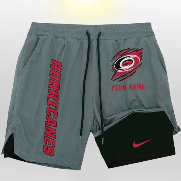 Carolina Hurricanes Men Outdoor Casual Training Sports Shorts 2-in-1 Double-Layer Shorts SPT2LAYERS096 - Image 4