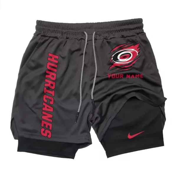 Carolina Hurricanes Men Outdoor Casual Training Sports Shorts 2-in-1 Double-Layer Shorts SPT2LAYERS096 - Image 5