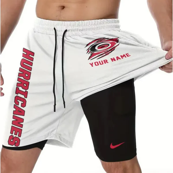 Carolina Hurricanes Men Outdoor Casual Training Sports Shorts 2-in-1 Double-Layer Shorts SPT2LAYERS096 - Image 6