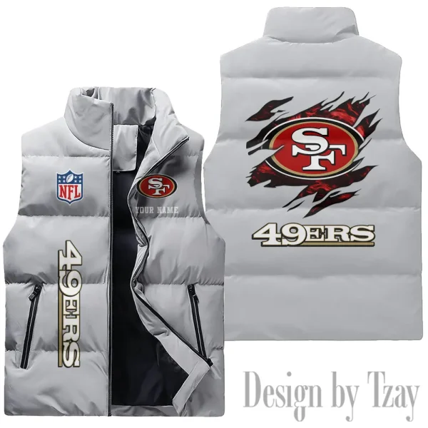 San Francisco 49ers NFL Sleeveless Down Puffer Vest AZSDPV153 - Image 2