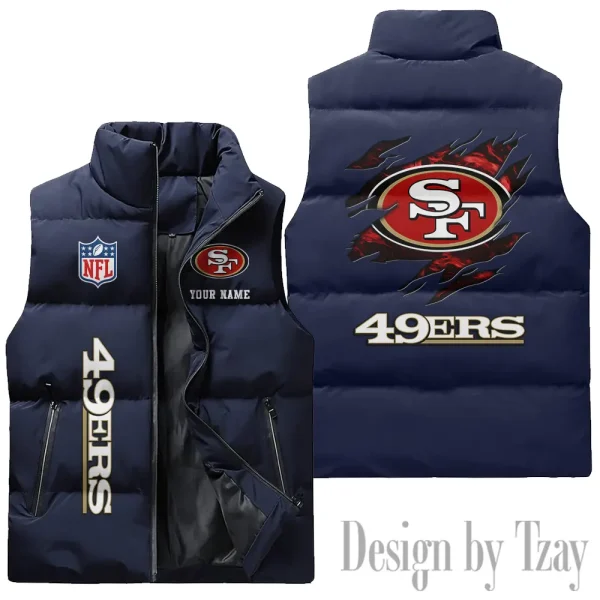 San Francisco 49ers NFL Sleeveless Down Puffer Vest AZSDPV153 - Image 3