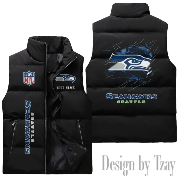 Seattle Seahawks NFL Sleeveless Down Puffer Vest AZSDPV154 - Image 3