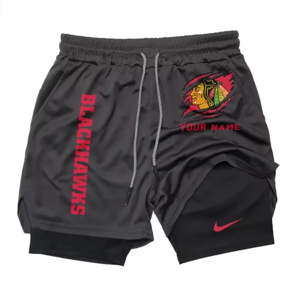 Chicago Blackhawks Men Outdoor Casual Training Sports Shorts 2-in-1 Double-Layer Shorts SPT2LAYERS097 - Image 4
