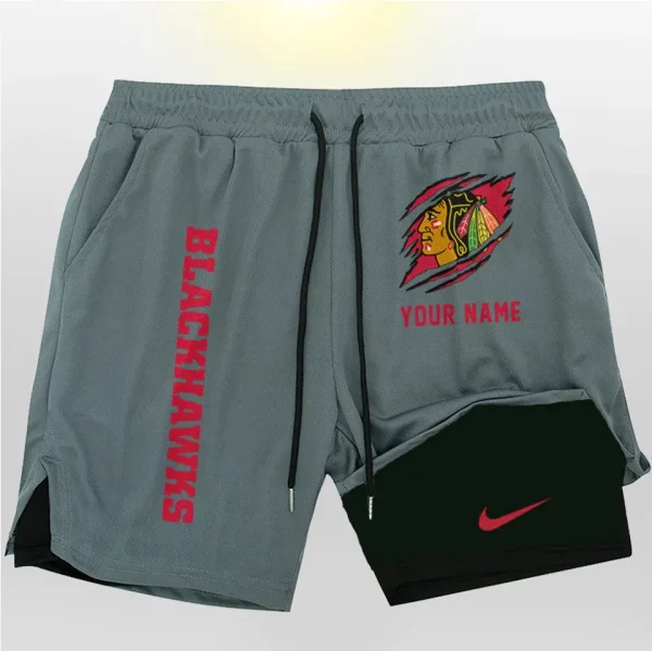 Chicago Blackhawks Men Outdoor Casual Training Sports Shorts 2-in-1 Double-Layer Shorts SPT2LAYERS097 - Image 5