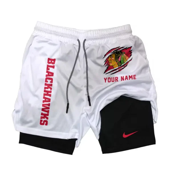 Chicago Blackhawks Men Outdoor Casual Training Sports Shorts 2-in-1 Double-Layer Shorts SPT2LAYERS097 - Image 6