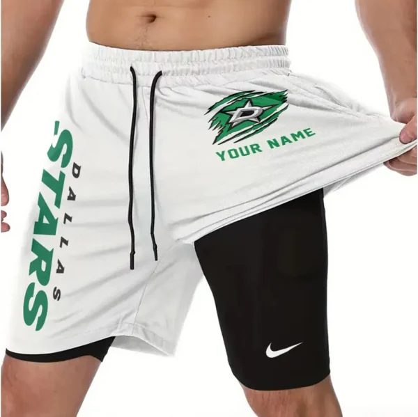 Dallas Stars Men Outdoor Casual Training Sports Shorts 2-in-1 Double-Layer Shorts SPT2LAYERS100 - Image 2
