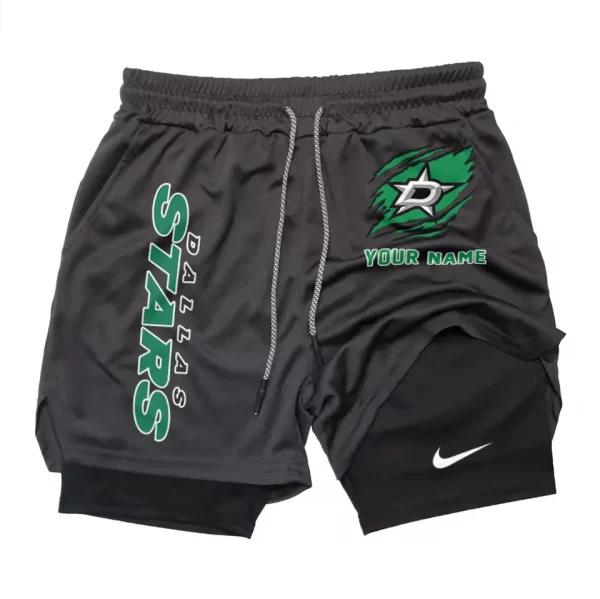 Dallas Stars Men Outdoor Casual Training Sports Shorts 2-in-1 Double-Layer Shorts SPT2LAYERS100 - Image 3