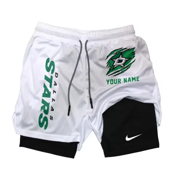 Dallas Stars Men Outdoor Casual Training Sports Shorts 2-in-1 Double-Layer Shorts SPT2LAYERS100 - Image 4