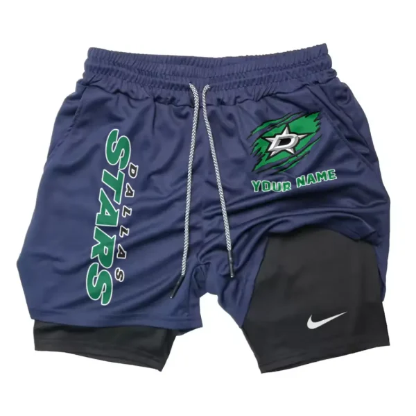 Dallas Stars Men Outdoor Casual Training Sports Shorts 2-in-1 Double-Layer Shorts SPT2LAYERS100 - Image 5