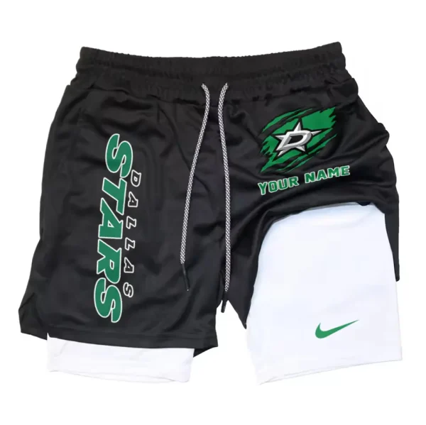 Dallas Stars Men Outdoor Casual Training Sports Shorts 2-in-1 Double-Layer Shorts SPT2LAYERS100 - Image 6