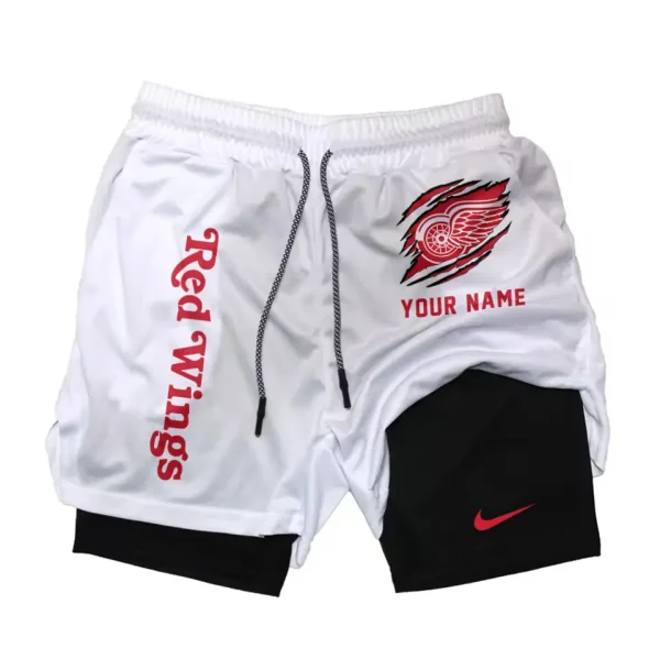 Detroit Red Wings Men Outdoor Casual Training Sports Shorts 2-in-1 Double-Layer Shorts SPT2LAYERS101 - Image 3