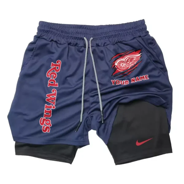 Detroit Red Wings Men Outdoor Casual Training Sports Shorts 2-in-1 Double-Layer Shorts SPT2LAYERS101 - Image 4