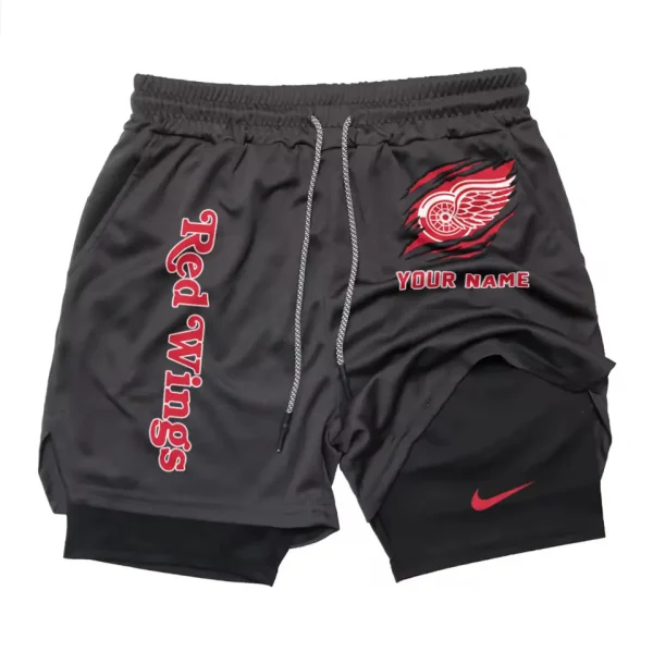 Detroit Red Wings Men Outdoor Casual Training Sports Shorts 2-in-1 Double-Layer Shorts SPT2LAYERS101 - Image 5