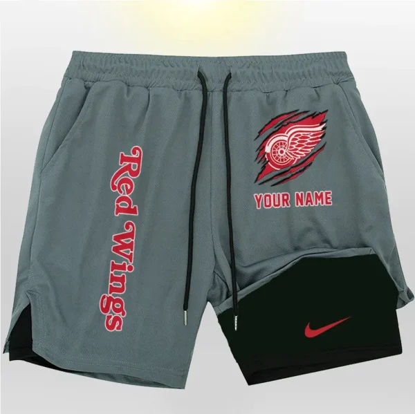 Detroit Red Wings Men Outdoor Casual Training Sports Shorts 2-in-1 Double-Layer Shorts SPT2LAYERS101 - Image 6