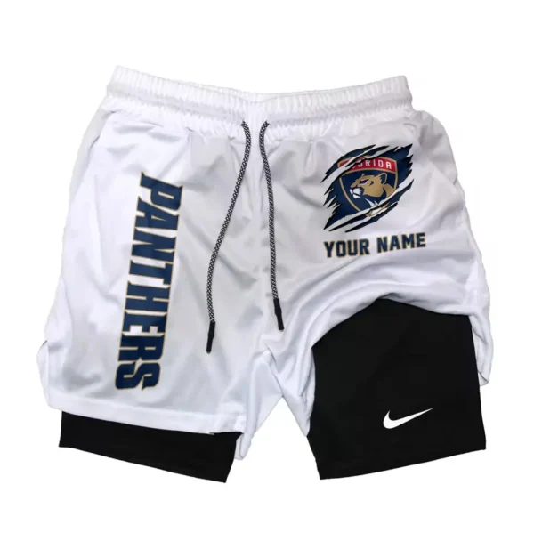 Florida Panthers Men Outdoor Casual Training Sports Shorts 2-in-1 Double-Layer Shorts SPT2LAYERS102 - Image 2