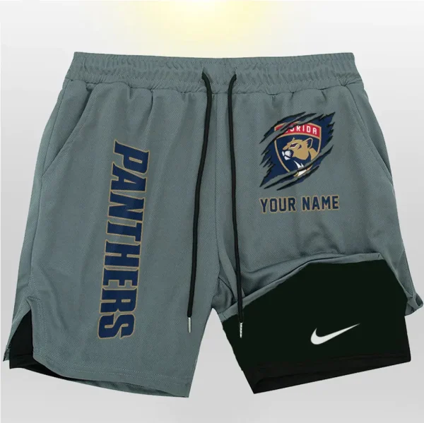 Florida Panthers Men Outdoor Casual Training Sports Shorts 2-in-1 Double-Layer Shorts SPT2LAYERS102 - Image 4
