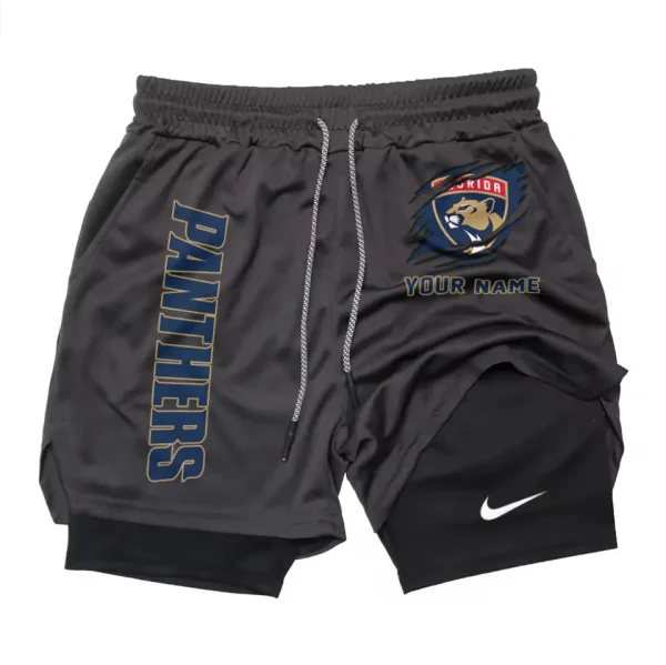Florida Panthers Men Outdoor Casual Training Sports Shorts 2-in-1 Double-Layer Shorts SPT2LAYERS102 - Image 5