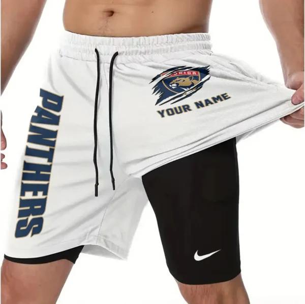 Florida Panthers Men Outdoor Casual Training Sports Shorts 2-in-1 Double-Layer Shorts SPT2LAYERS102 - Image 6