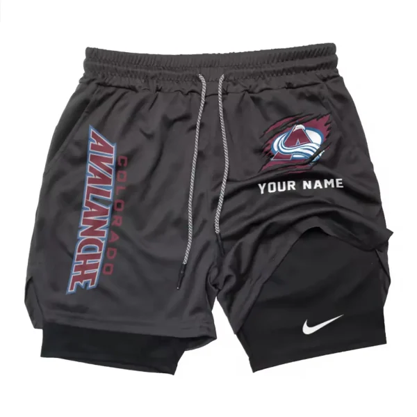 Colorado Avalanche Men Outdoor Casual Training Sports Shorts 2-in-1 Double-Layer Shorts SPT2LAYERS098 - Image 2