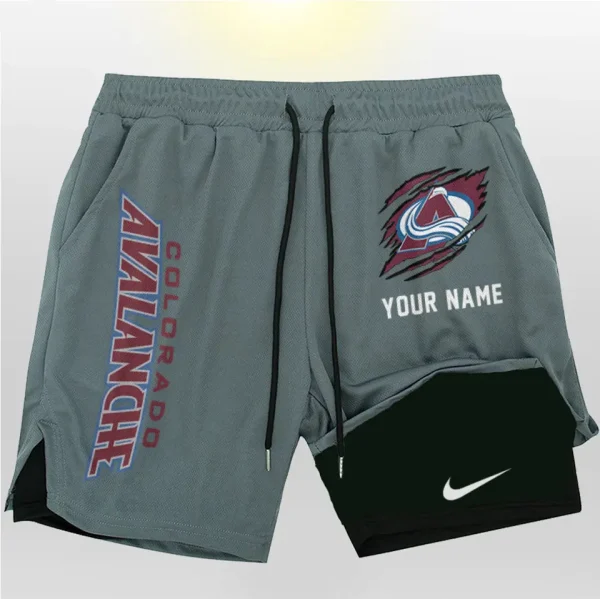 Colorado Avalanche Men Outdoor Casual Training Sports Shorts 2-in-1 Double-Layer Shorts SPT2LAYERS098 - Image 3