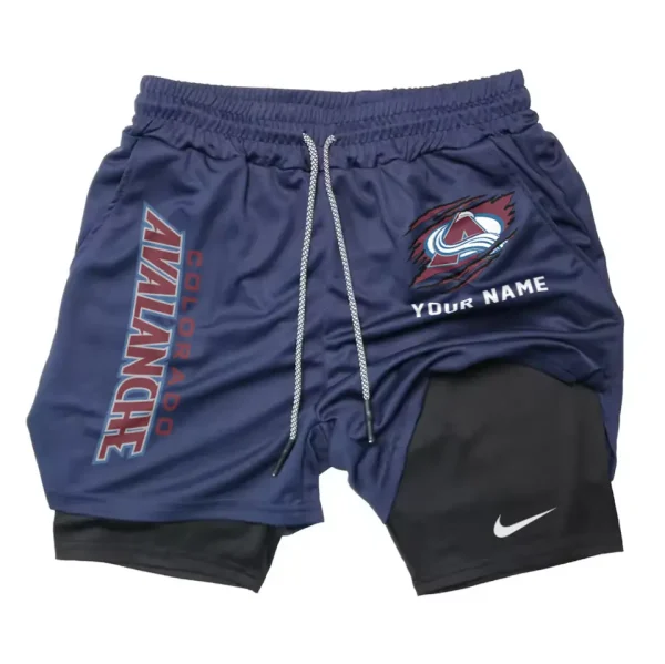 Colorado Avalanche Men Outdoor Casual Training Sports Shorts 2-in-1 Double-Layer Shorts SPT2LAYERS098 - Image 4