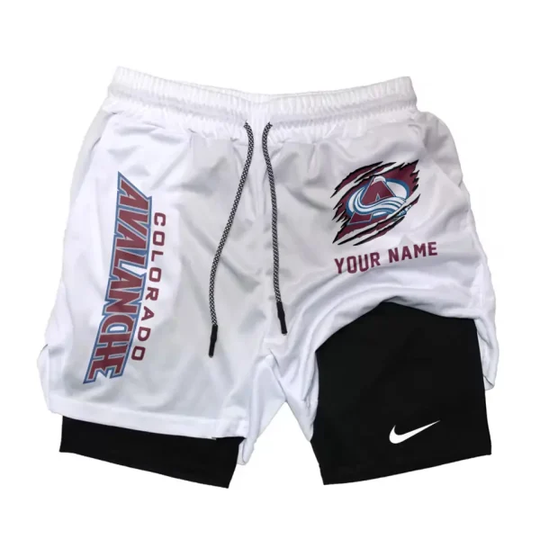 Colorado Avalanche Men Outdoor Casual Training Sports Shorts 2-in-1 Double-Layer Shorts SPT2LAYERS098 - Image 5