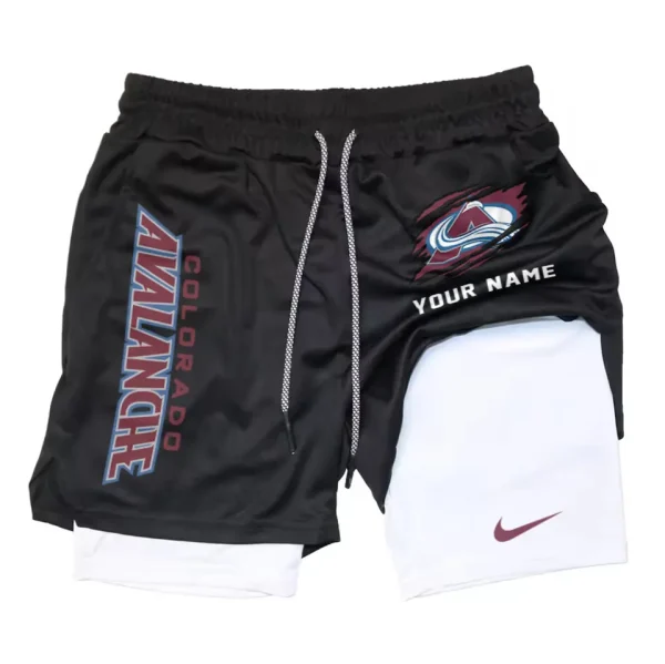 Colorado Avalanche Men Outdoor Casual Training Sports Shorts 2-in-1 Double-Layer Shorts SPT2LAYERS098 - Image 6