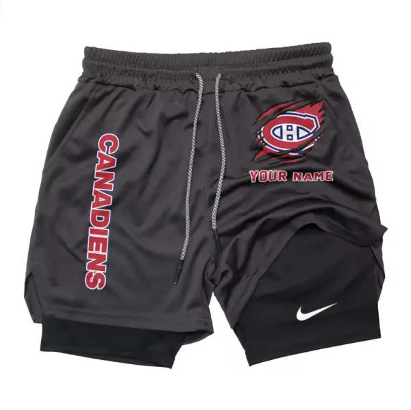 Montréal Canadiens Men Outdoor Casual Training Sports Shorts 2-in-1 Double-Layer Shorts SPT2LAYERS104 - Image 2