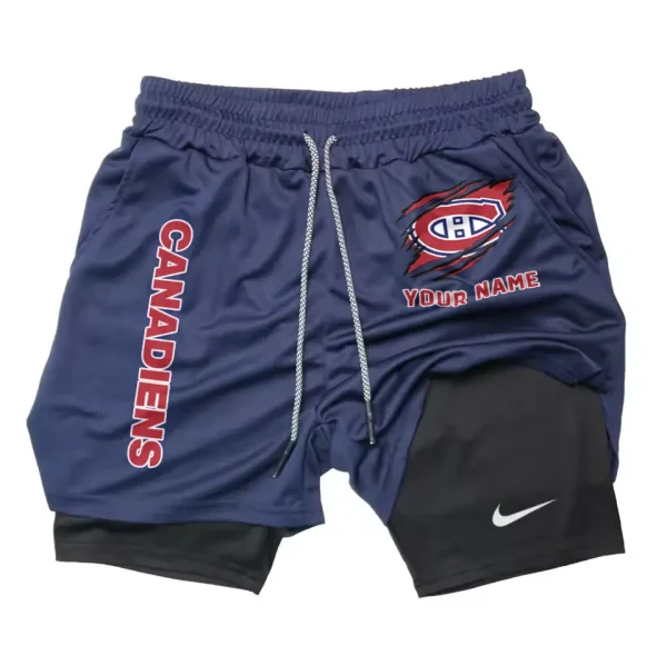 Montréal Canadiens Men Outdoor Casual Training Sports Shorts 2-in-1 Double-Layer Shorts SPT2LAYERS104 - Image 3