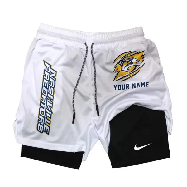 Nashville Predators Men Outdoor Casual Training Sports Shorts 2-in-1 Double-Layer Shorts SPT2LAYERS105 - Image 3