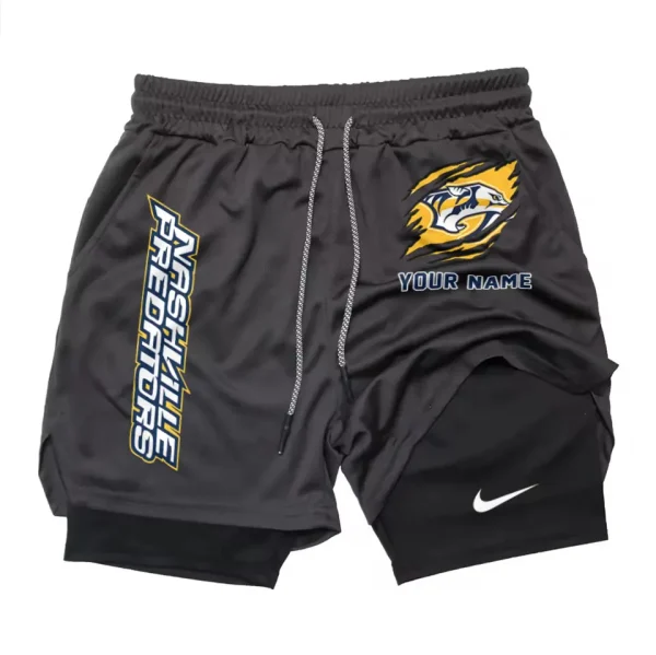 Nashville Predators Men Outdoor Casual Training Sports Shorts 2-in-1 Double-Layer Shorts SPT2LAYERS105 - Image 5