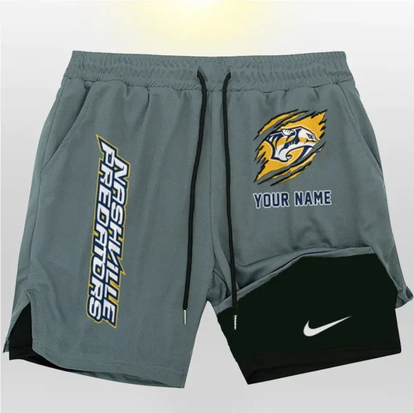 Nashville Predators Men Outdoor Casual Training Sports Shorts 2-in-1 Double-Layer Shorts SPT2LAYERS105 - Image 6