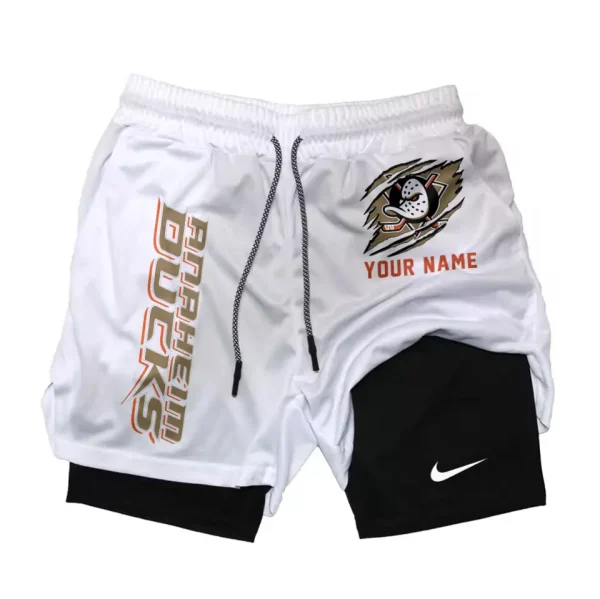 Anaheim Ducks Men Outdoor Casual Training Sports Shorts 2-in-1 Double-Layer Shorts SPT2LAYERS106 - Image 2