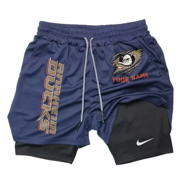 Anaheim Ducks Men Outdoor Casual Training Sports Shorts 2-in-1 Double-Layer Shorts SPT2LAYERS106 - Image 3