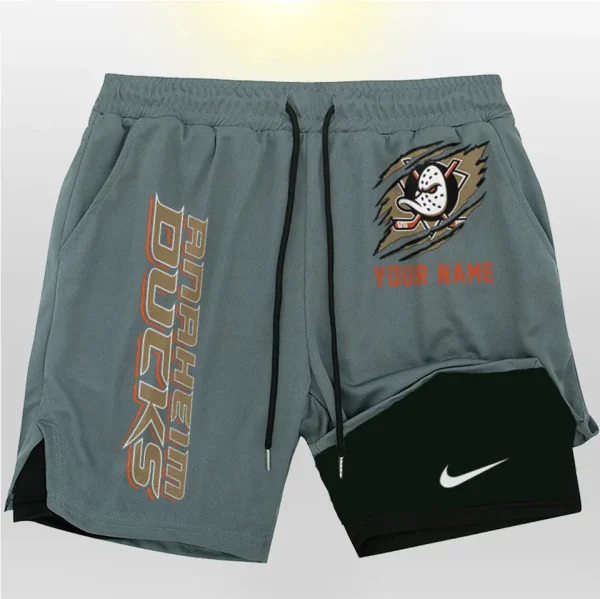 Anaheim Ducks Men Outdoor Casual Training Sports Shorts 2-in-1 Double-Layer Shorts SPT2LAYERS106 - Image 4