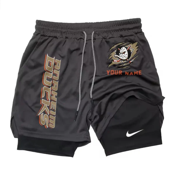 Anaheim Ducks Men Outdoor Casual Training Sports Shorts 2-in-1 Double-Layer Shorts SPT2LAYERS106 - Image 5