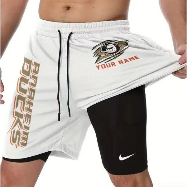 Anaheim Ducks Men Outdoor Casual Training Sports Shorts 2-in-1 Double-Layer Shorts SPT2LAYERS106 - Image 6