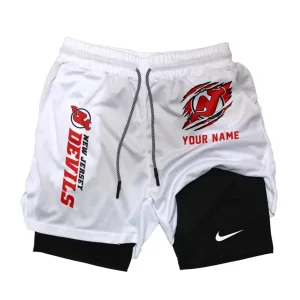 New Jersey Devils Men Outdoor Casual Training Sports Shorts 2-in-1 Double-Layer Shorts SPT2LAYERS107