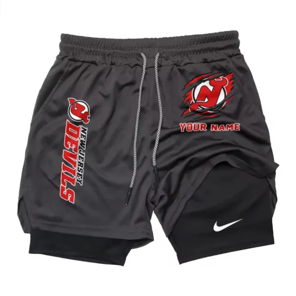 New Jersey Devils Men Outdoor Casual Training Sports Shorts 2-in-1 Double-Layer Shorts SPT2LAYERS107 - Image 3