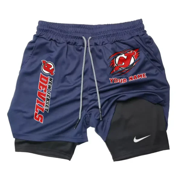 New Jersey Devils Men Outdoor Casual Training Sports Shorts 2-in-1 Double-Layer Shorts SPT2LAYERS107 - Image 4
