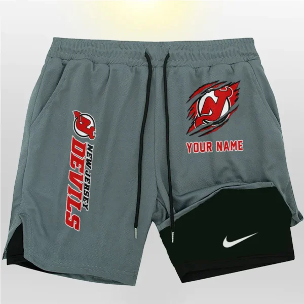 New Jersey Devils Men Outdoor Casual Training Sports Shorts 2-in-1 Double-Layer Shorts SPT2LAYERS107 - Image 5