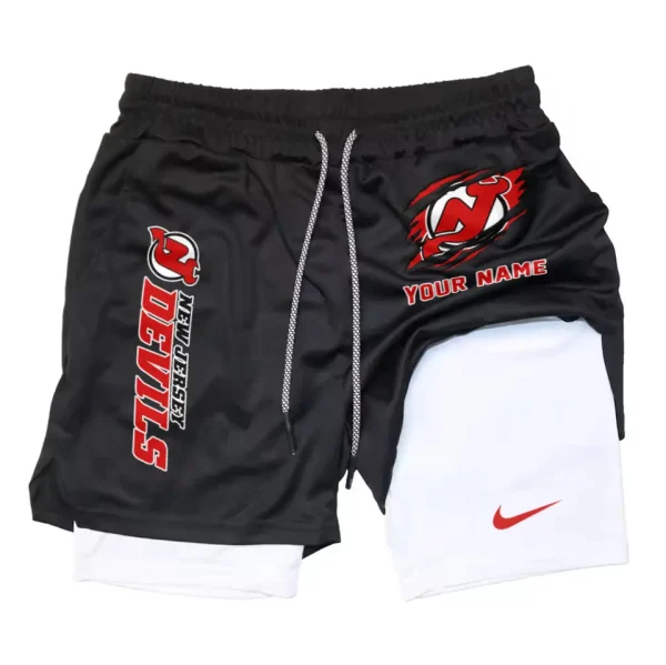 New Jersey Devils Men Outdoor Casual Training Sports Shorts 2-in-1 Double-Layer Shorts SPT2LAYERS107 - Image 6