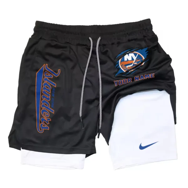 New York Islanders Men Outdoor Casual Training Sports Shorts 2-in-1 Double-Layer Shorts SPT2LAYERS108 - Image 2