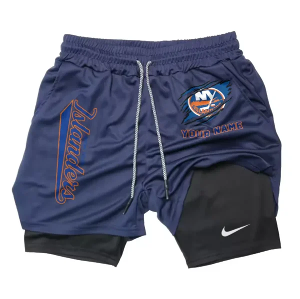 New York Islanders Men Outdoor Casual Training Sports Shorts 2-in-1 Double-Layer Shorts SPT2LAYERS108 - Image 5