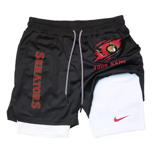 Ottawa Senators Men Outdoor Casual Training Sports Shorts 2-in-1 Double-Layer Shorts SPT2LAYERS110 - Image 2