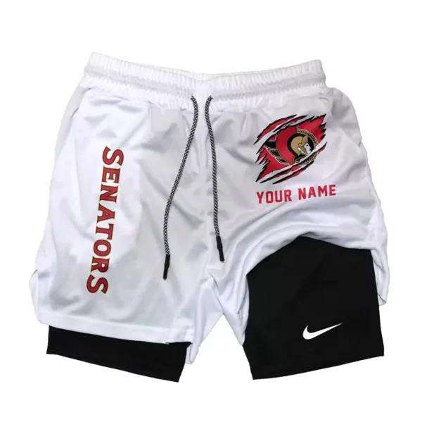 Ottawa Senators Men Outdoor Casual Training Sports Shorts 2-in-1 Double-Layer Shorts SPT2LAYERS110 - Image 3