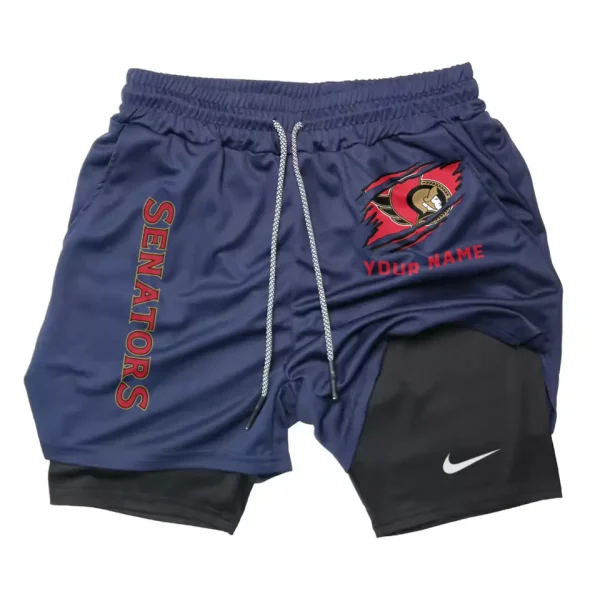 Ottawa Senators Men Outdoor Casual Training Sports Shorts 2-in-1 Double-Layer Shorts SPT2LAYERS110 - Image 4