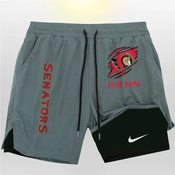 Ottawa Senators Men Outdoor Casual Training Sports Shorts 2-in-1 Double-Layer Shorts SPT2LAYERS110 - Image 5